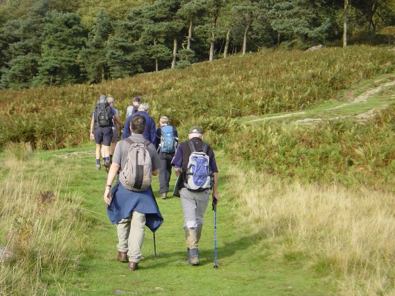Walking upto Stanage Edge