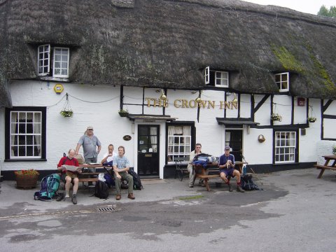 Paul, Pete, John, Bill, Dick & Ian at the Crown Inn about half way on the first day