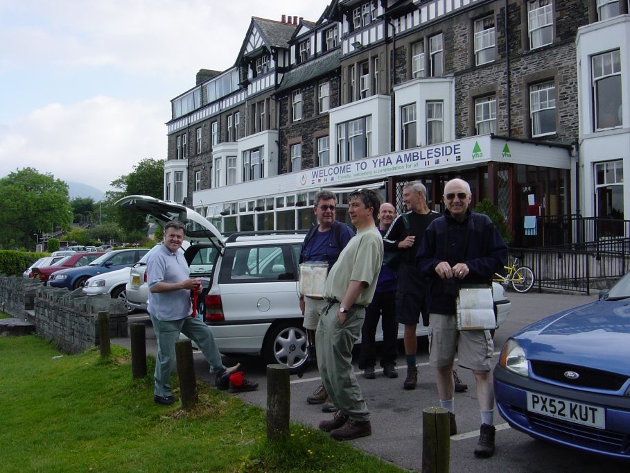 Outside the hostel after breakfast