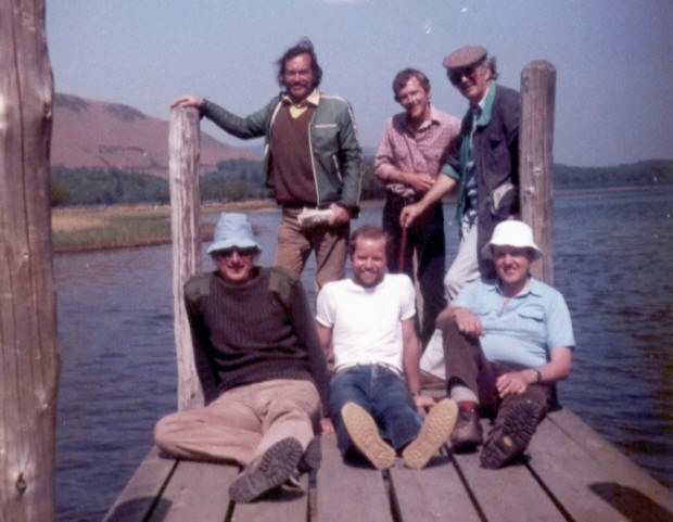 Derwentwater near Lodore Hotel (Top row is Mick Biggs, Paul Keech & Norman Hart. Bottom row is ??, Mick Parish & Roland Carr).