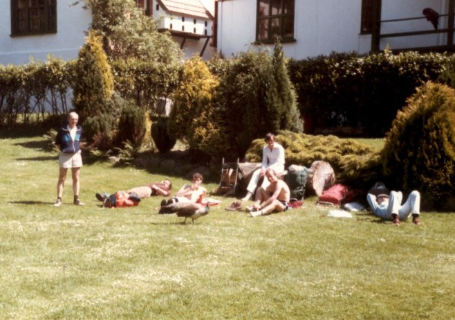Hunters Inn, Heddon Valley (L to R, Paul Keech, Mick Biggs, Andy Capp, Colin Timpson, Mick Parish and Norman Hart).