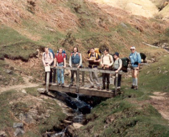 Shropshire hills (L to R, Paul Keech, Mick Parish, Mick Biggs, Dennis Green, Colin Timpson, Alan Wilson and Norman Hart).